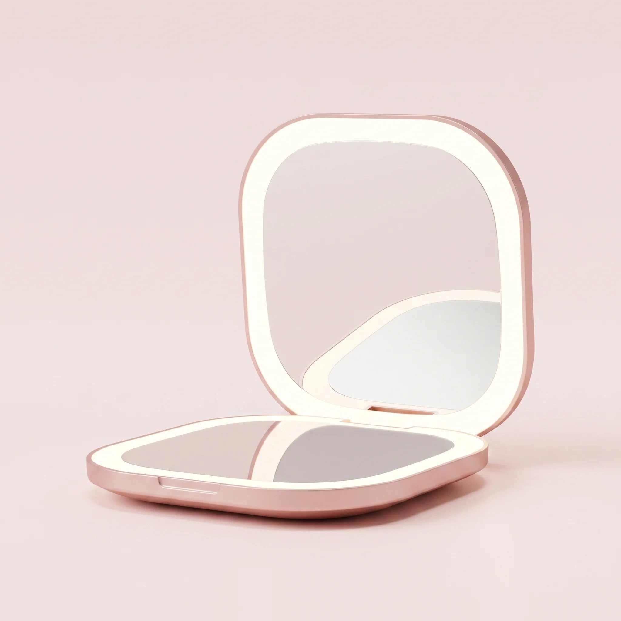 Portable Makeup Mirror Led Light Folding Beauty Mirror Living Room Touch-Up Mirror Rechargeable