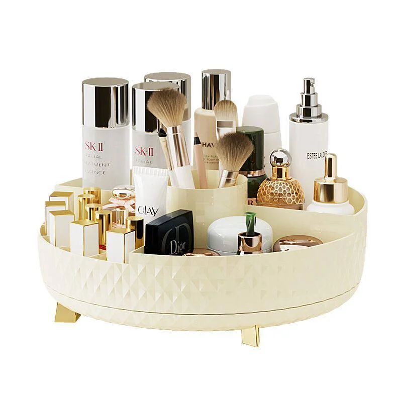 Cosmetic Storage Box, Light Luxury, Large Capacity, Dustproof, Can Rotate 360 Degrees ° Rotating Desktop Storage Rack, Dressing Table, Vanity Table